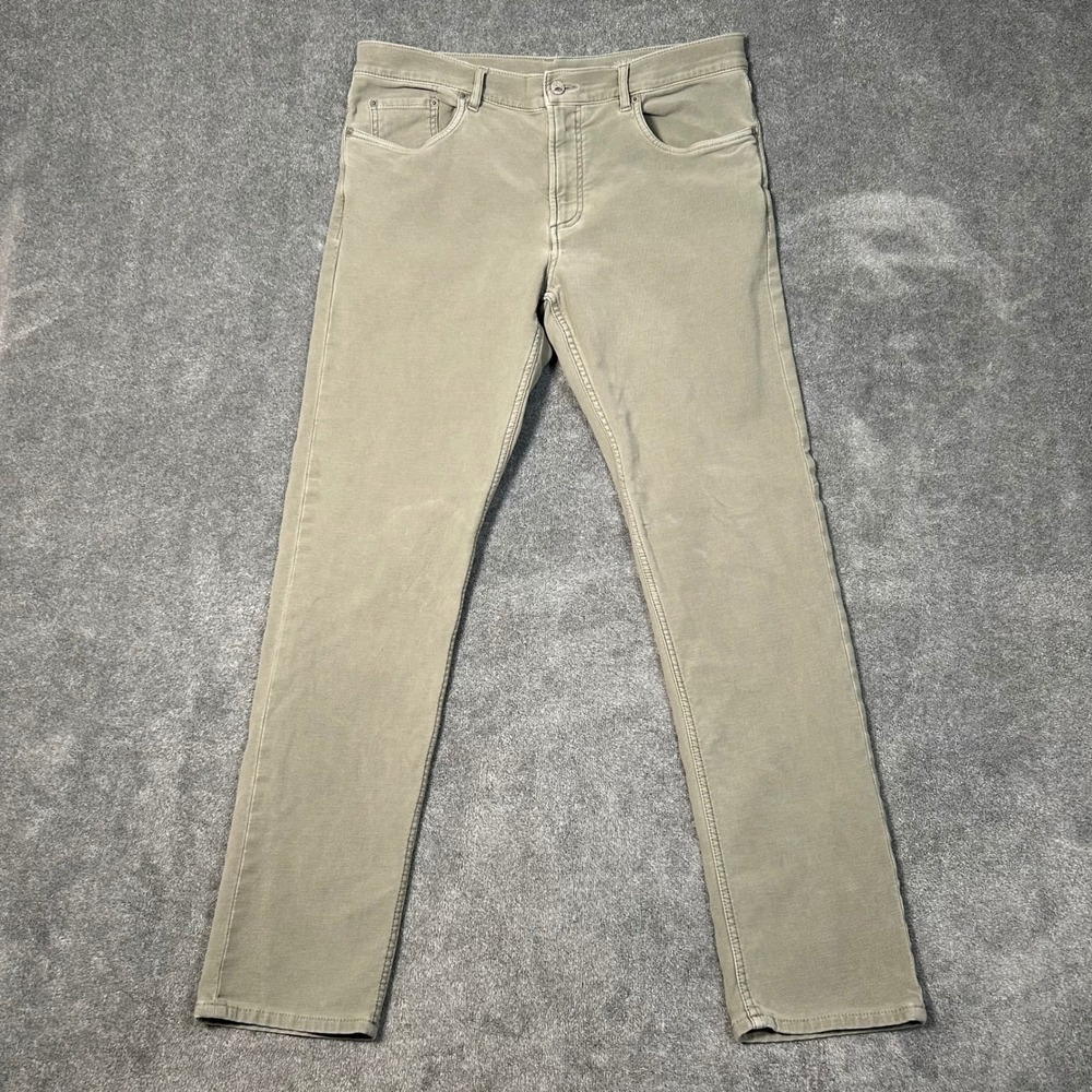 Faherty Terry 5-Pocket Pants Olive Green Khaki Stretch Mens 35x30